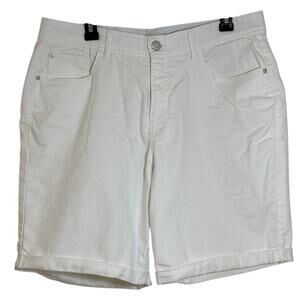 Angels Forever Young Sz 14 360 Sculpt Bermuda White Cuffed Denim Stretch Shorts